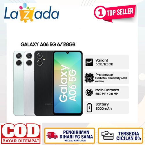 Samsung Galaxy A06 5G mobile phone promo [6 // 128] | processor dimension 6300 | 5.000 mAh battery Harga  1,537,600 Ringgit*Penghantaran Percuma