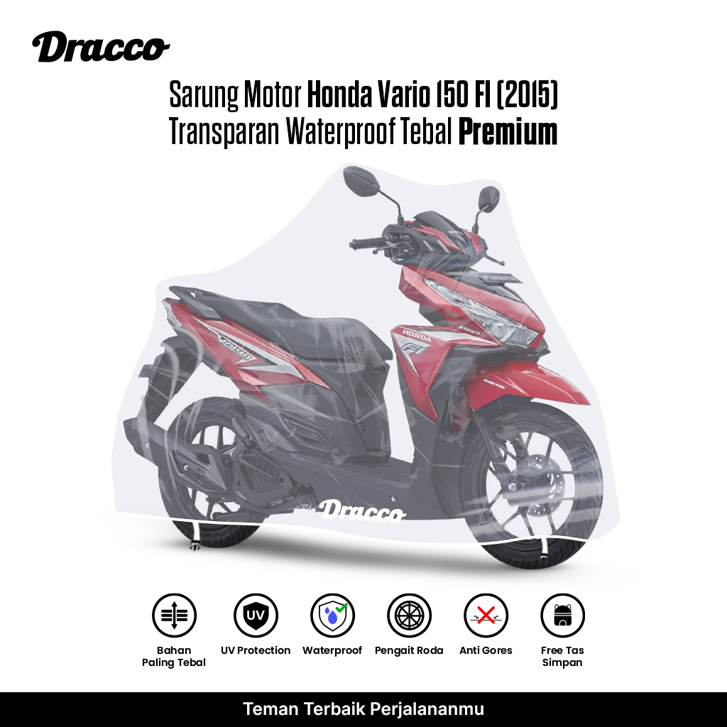 Honda Vario 150 Fi 2015 Motorcycle Cover Transparent Thick Waterproof Premium Anti-Rain Anti-Scratch Cover Giá 88,000 Đồng*Miễn phí vận chuyển