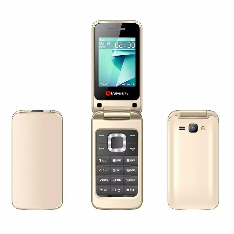 STRAWBERRY ST3520 FLIP PHONE - LAYAR 2.4INCH - CAMERA - DUAL SIM - FM RADIO - GARANSI RESMI - BAYAR DITEMPAT