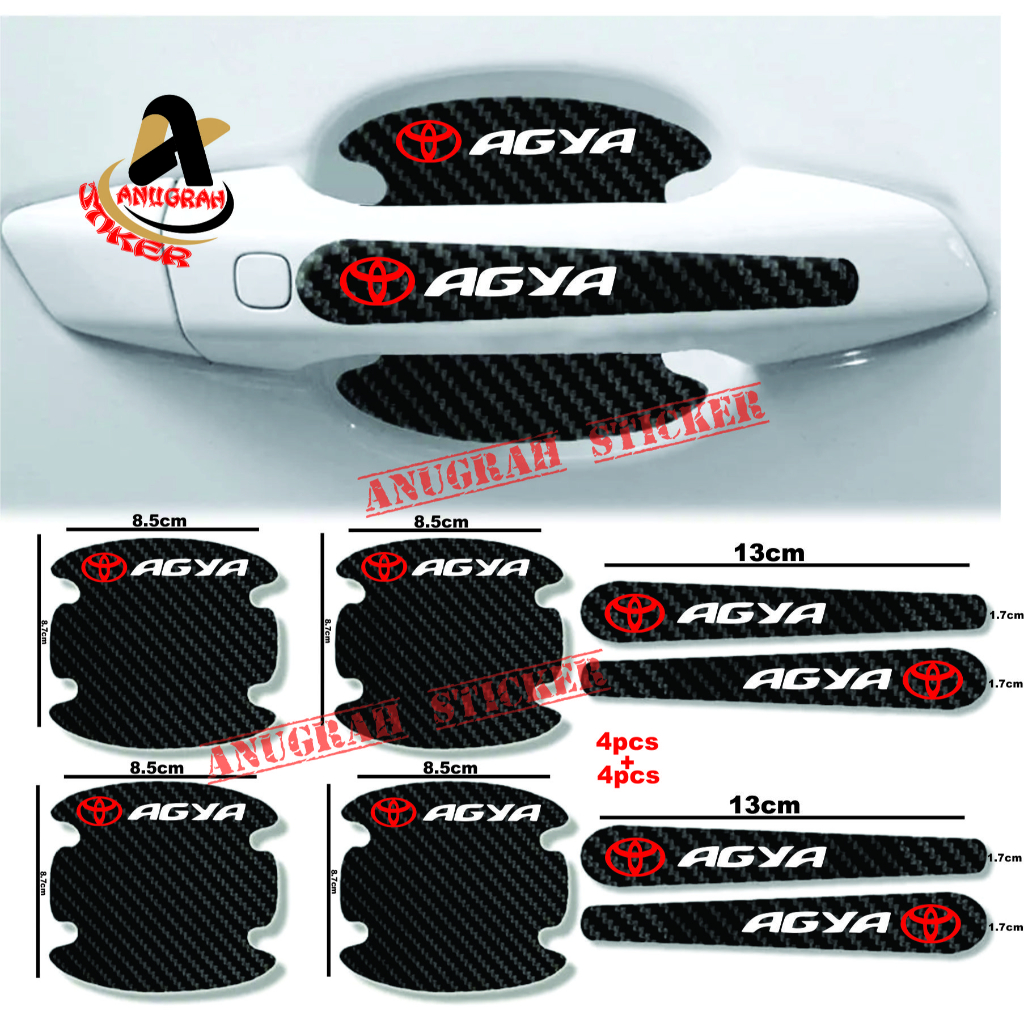 8pcs Stiker karbon Handle mobil Anti Gores Pelindung Pintu Carbon mobil toyota agya Giá 15,000 Đồng*Miễn phí vận chuyển
