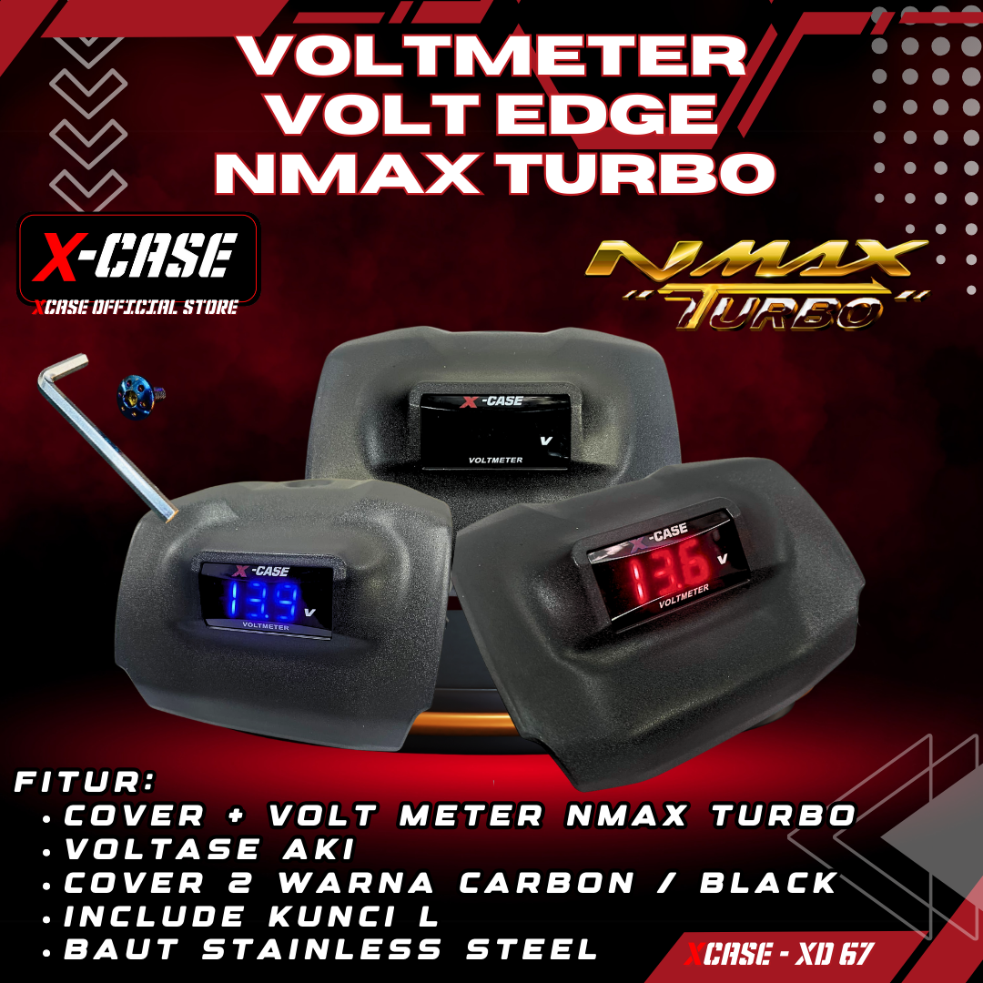 X-Case Cover Tutup Stang NMAX Neo Turbo Dengan Voltmeter Aki Digital Plus Baut Stainless Steel XD 67 Harga 100,000 rupiah*Gratis Ongkir
