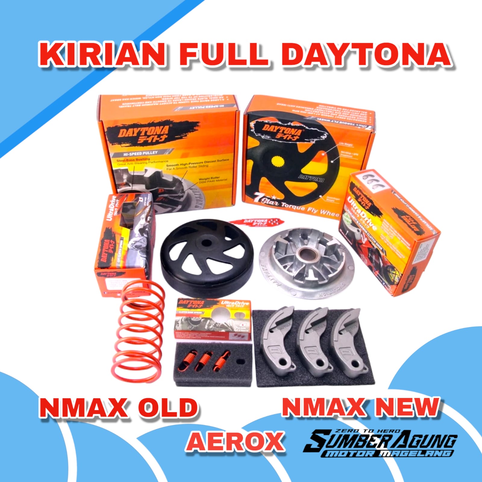 PAKET KIRIAN CVT FULL DAYTONA MATIC NMAX N MAX NEW OLD NEW AEROX LEXI Harga 1,350,000 rupiah*Gratis Ongkir