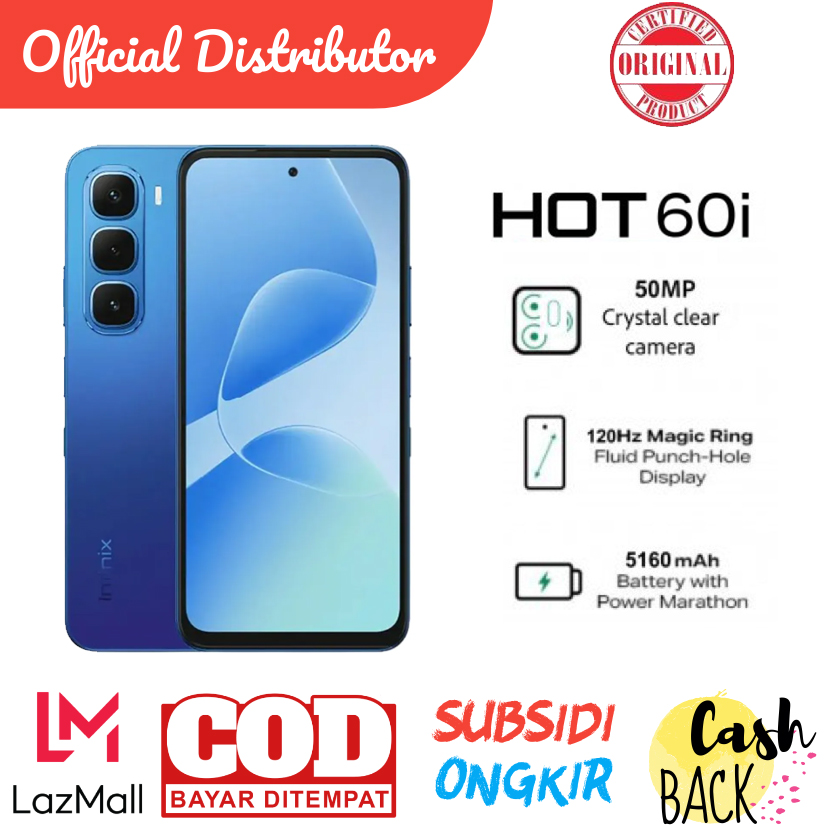 Infinix Hot 60I 8/256 Vs 6/128 Gb - 50Mp Camera - 5160 Mah Battery with Power Marathon Harga  1,499,000 Ringgit*Penghantaran Percuma