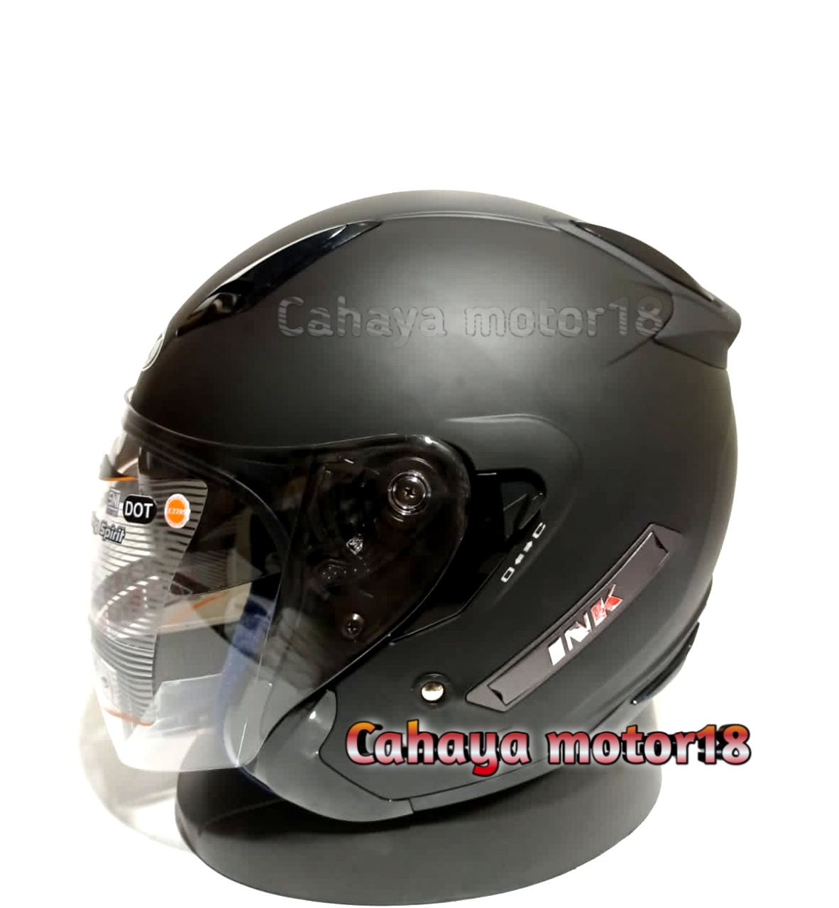 HELM INK METRO SOLID BLACK DOFF DOUBLE VISOR HALF FACE HITAM DOP Harga 550,000 rupiah*Gratis Ongkir