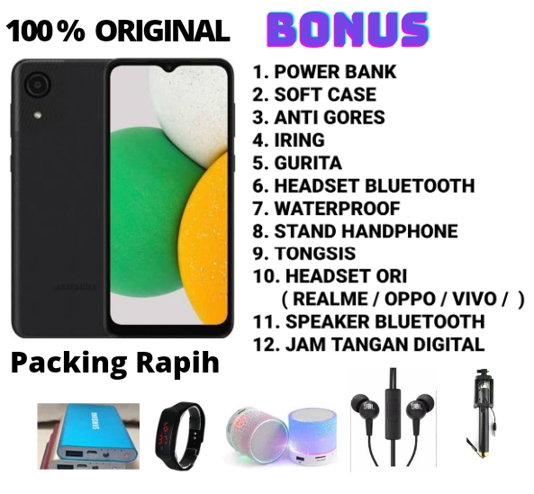SAMSUNG A03 RAM 4/64 RESMI Harga  1,199,000 Ringgit*Penghantaran Percuma