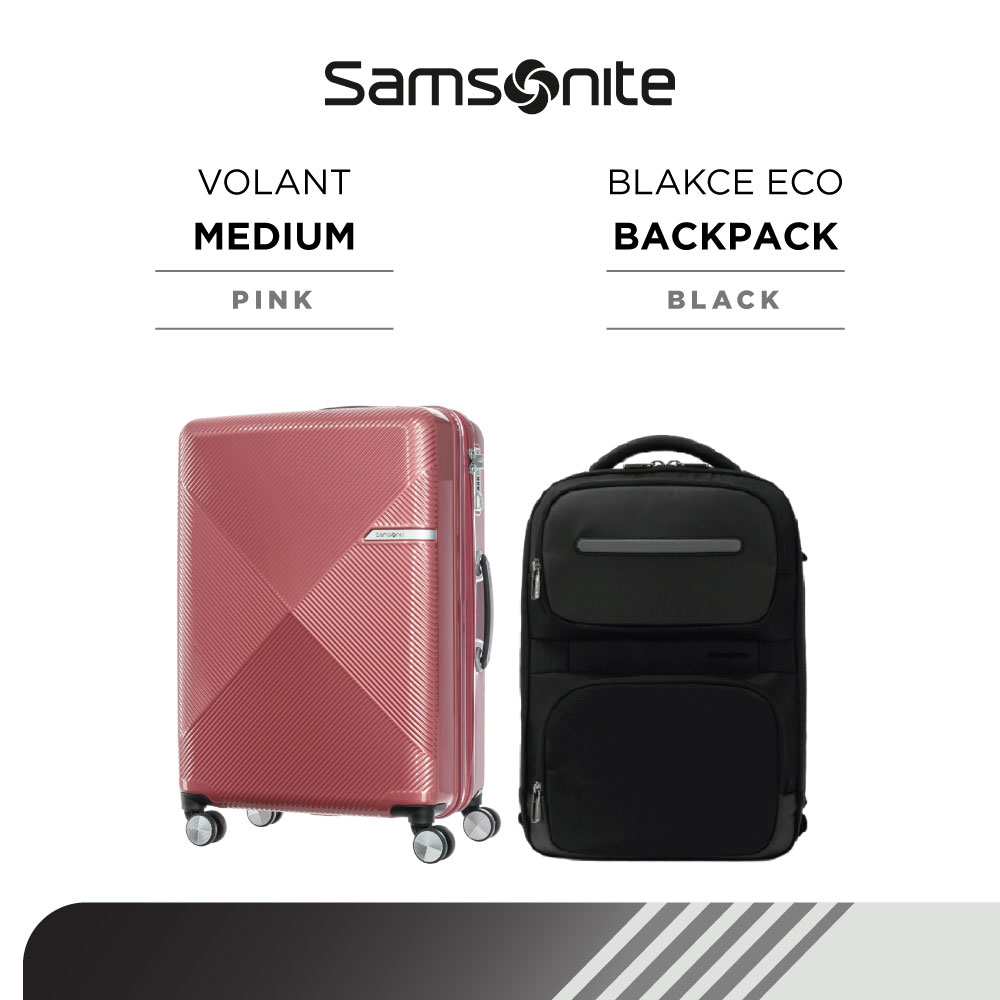 Lazada Indonesia - Bundle Samsonite Koper Volant Medium Pink + Blakce Eco Backpack I