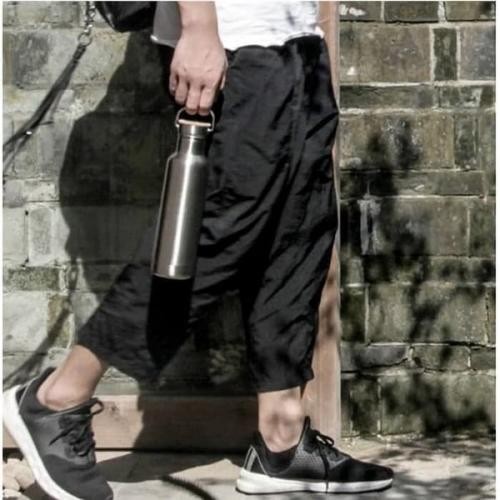 Termos Tutup Bambu 500ml Botol Minum Stainless Steel Tumbler Souvenir Putih Silver Hitam