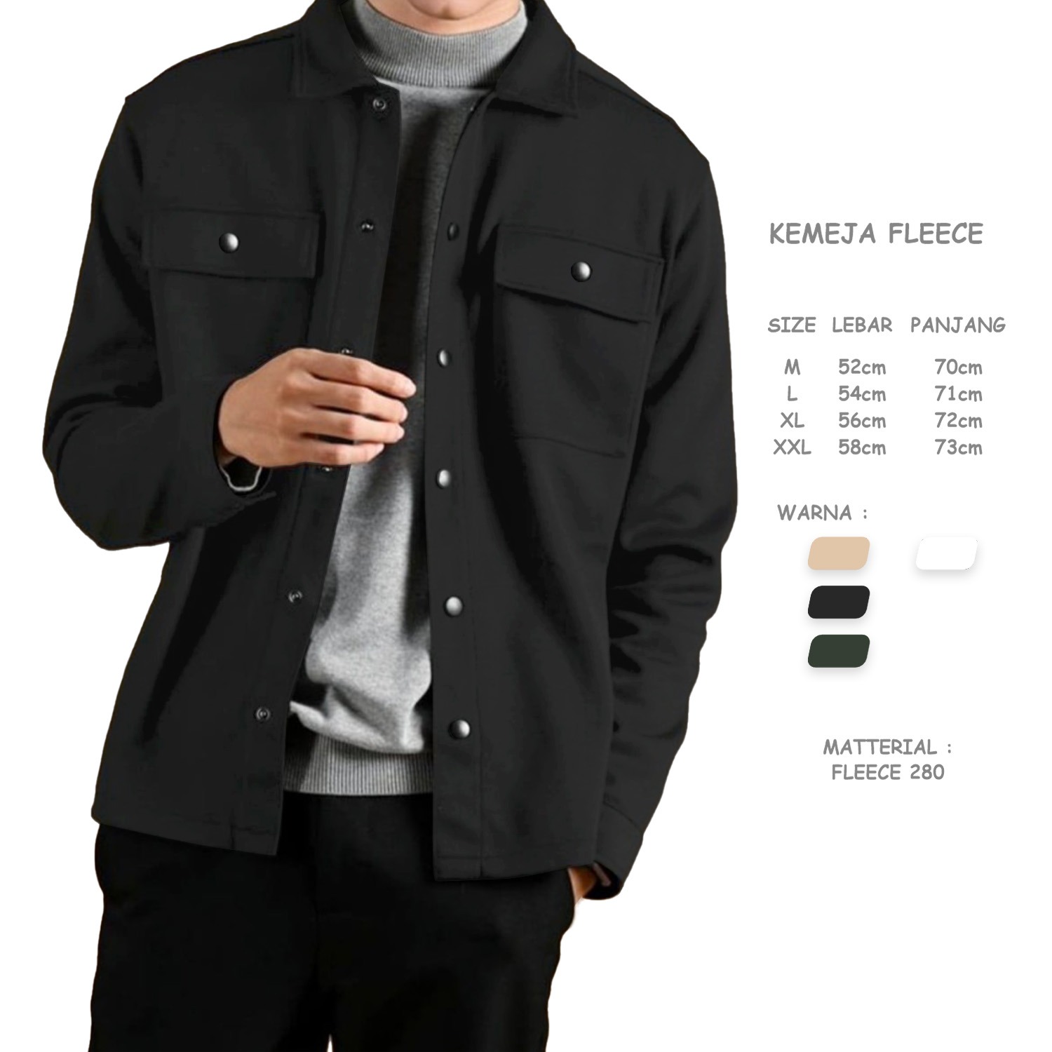 RHID - Shacket Jacket Pria Flecee Trucker Tebal Premium 280 Harga 88,000 rupiah*Gratis Ongkir