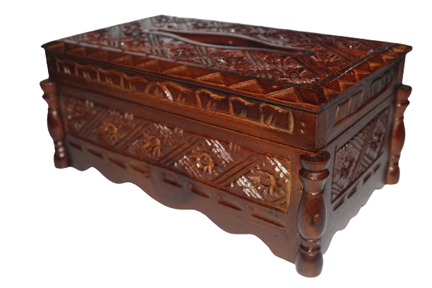 MD2H tissue box/tissue carved teak wood