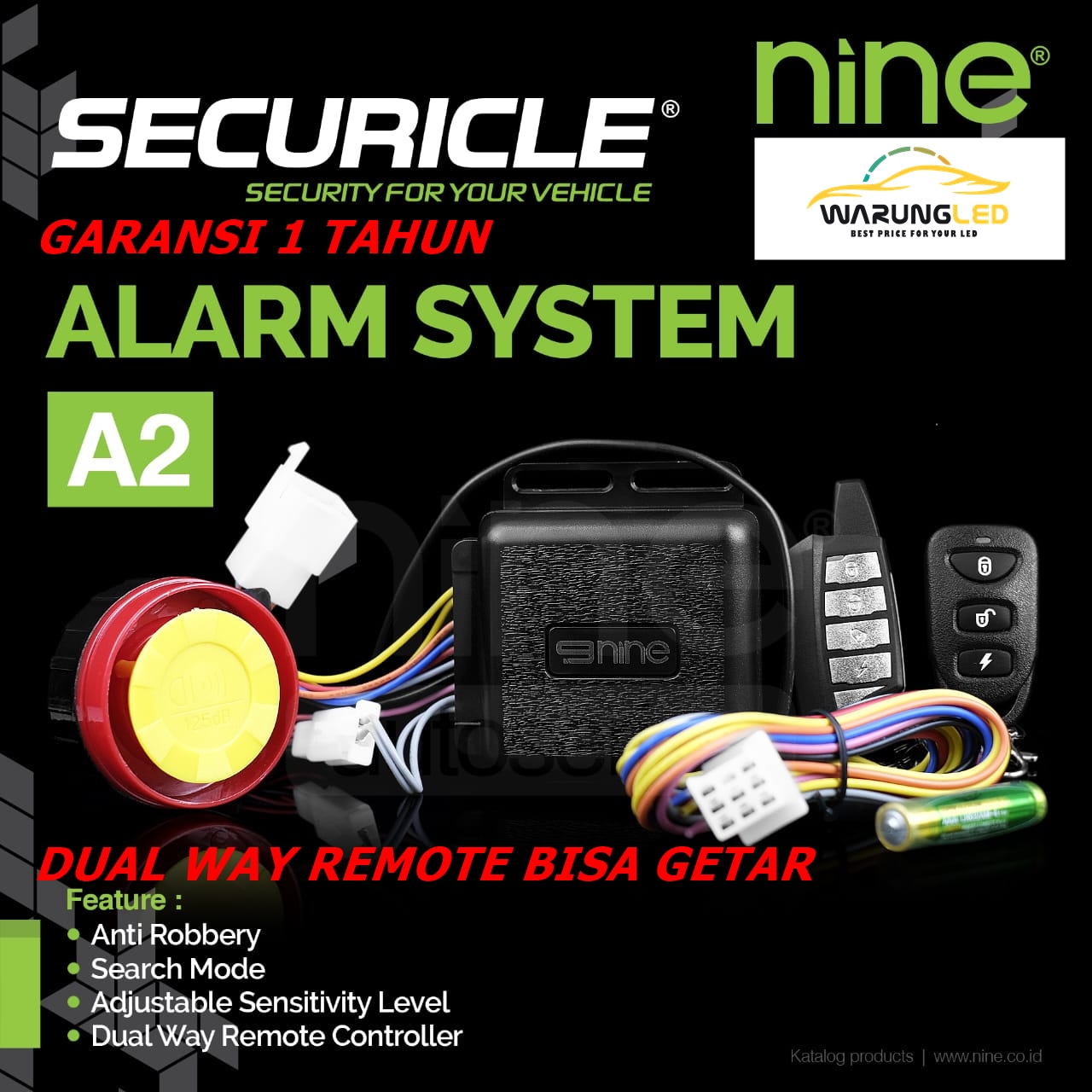 Original Universal Motorcycle Anti-Theft Alarm 9Nine Luximos Lx Trix A2 + Remote Dual Way Remote Can Vibrate 1 Year Warranty Harga 249,900 rupiah*Gratis Ongkir