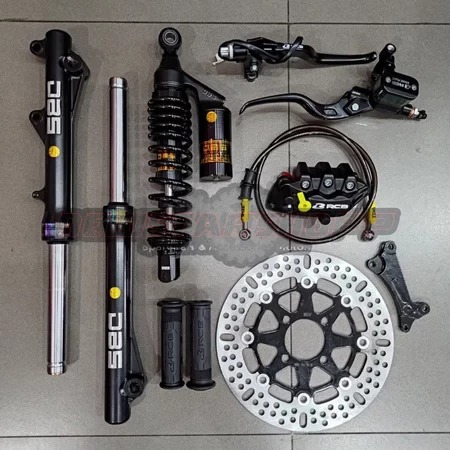 Special Promotion! (New Year) Complete Package of Rcb E3 12.7mm Brake Master Right and Left + 2 Piston Calipers, 90cm Hose, 260mm Disc Handgrip, Front Shock Absorber Harga 85,000 rupiah*Gratis Ongkir