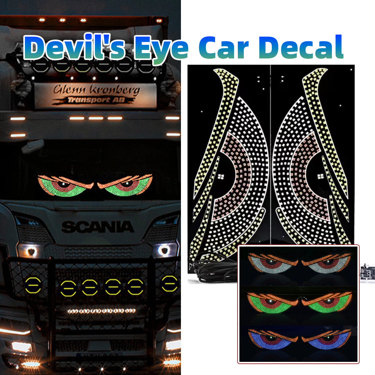 Devil Eyes LED light 11 modes USB flash flashing eye demon RGB car bus LED display screen truck Harga 100,900 rupiah*Gratis Ongkir