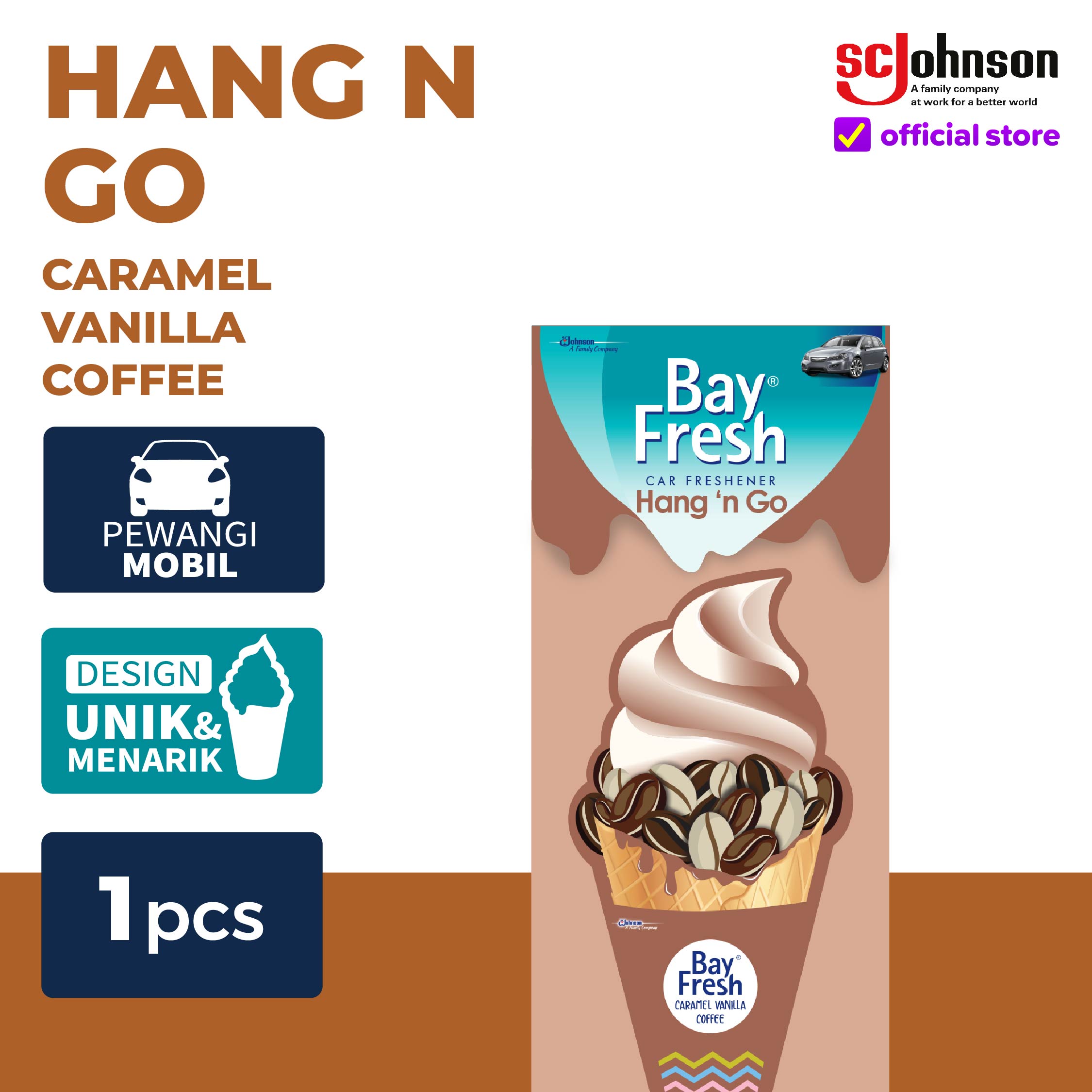 Bayfresh Hang n Go Pengharum Mobil - Vanilla Caramel Coffee Harga 13,195 rupiah*Gratis Ongkir