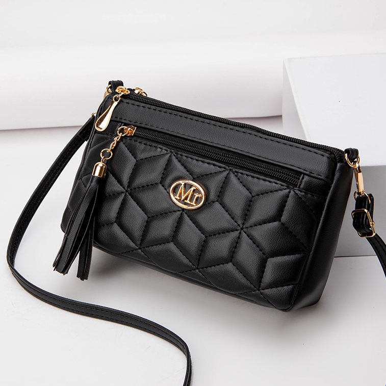 TAS Selempang Wanita Sling BAG Korea Kulit Hitam Ambergia Ta869b5 Premium Shoulder Bahu Remaja Cewek K…