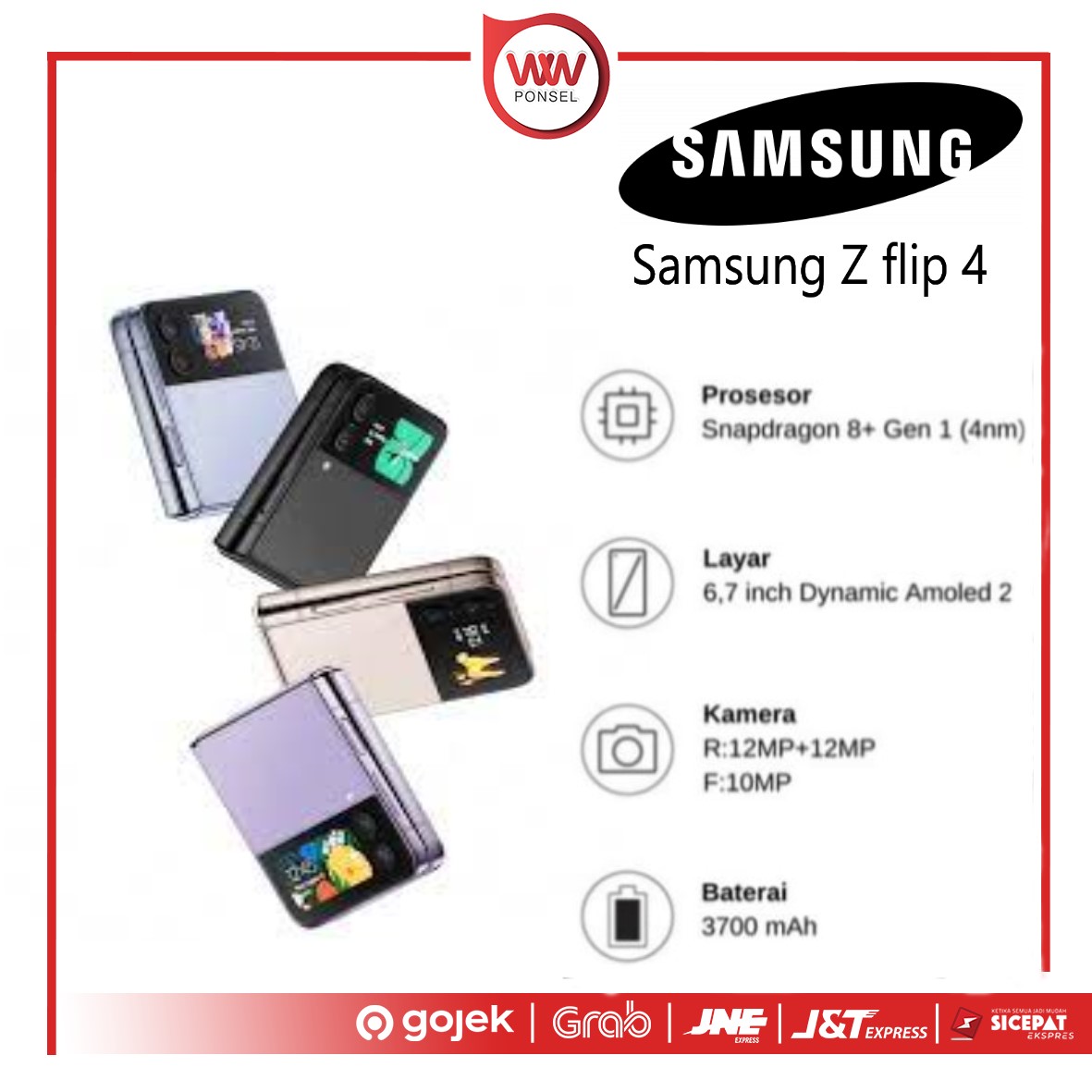 Hp Samsung Galaxy Z Flip 4 5G Ram 8GB Internal 128GB Garansi Resmi Harga 11,999,000 rupiah*Gratis Ongkir