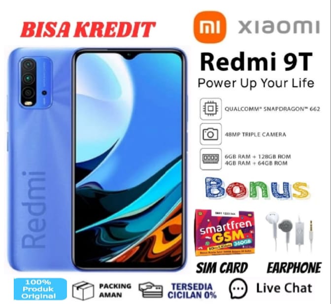 Xiaomi Redmi 9T RAM 6/128GB 6000mAh Baterry Besar 6.53 inch Snapdragon 662 - Bergaransi - FULLSET - Jenama Xiaomi Harga 1,250,000 Ringgit*Penghantaran Percuma