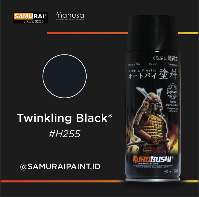 Samurai Paint Twinkling Black Honda #H255 Cat Aerosol Kualitas Kompresor Harga 54,000 rupiah*Gratis Ongkir