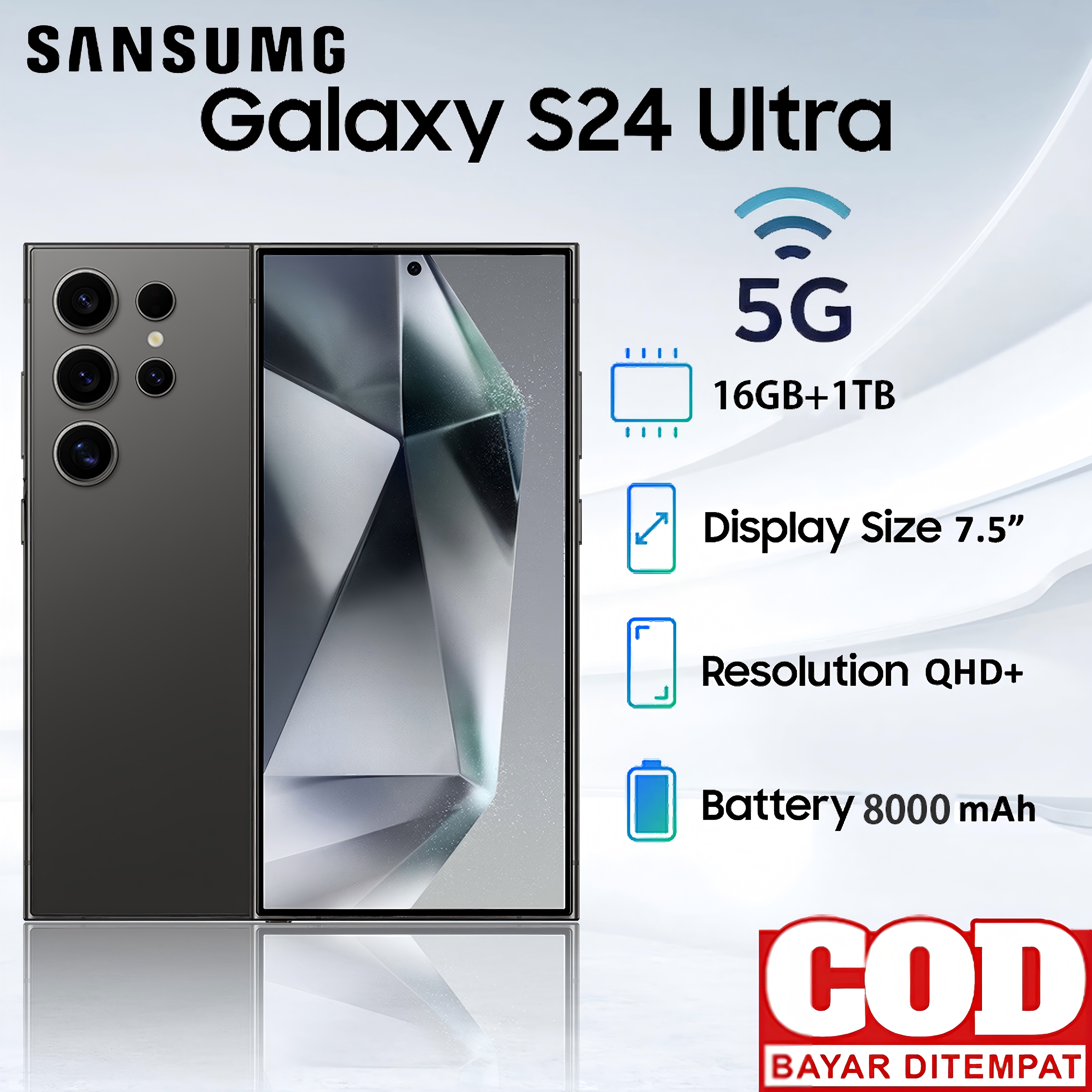【Buy 1 Get 1 Free 6 】sansung Galaxy S24 ultra cheap HP clearance 16GB RAM + 512GB mobile phone Android 4G/5G AMOLED 7.5 "new mobile phone 4G/5G 7000 mAh Harga  949,000 Ringgit*Penghantaran Percuma