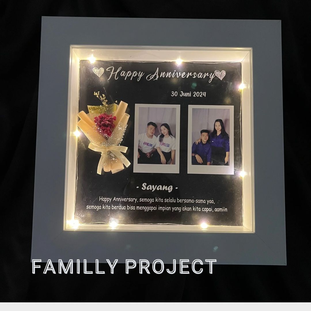 hadiah ultah custom plus bingkai 3D 20x20 cm | hadiah anniversary | kado ulang tahun cowo cewek