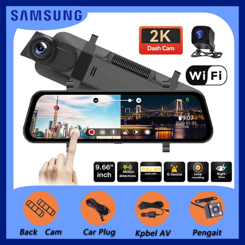 Samsung Dashcam mobil wifi gps 2k kamera ganda dan visi malam ganda 10 -inch layar sentuh hd 1080p papan meter kamera Giá 539,999 Đồng*Miễn phí vận chuyển