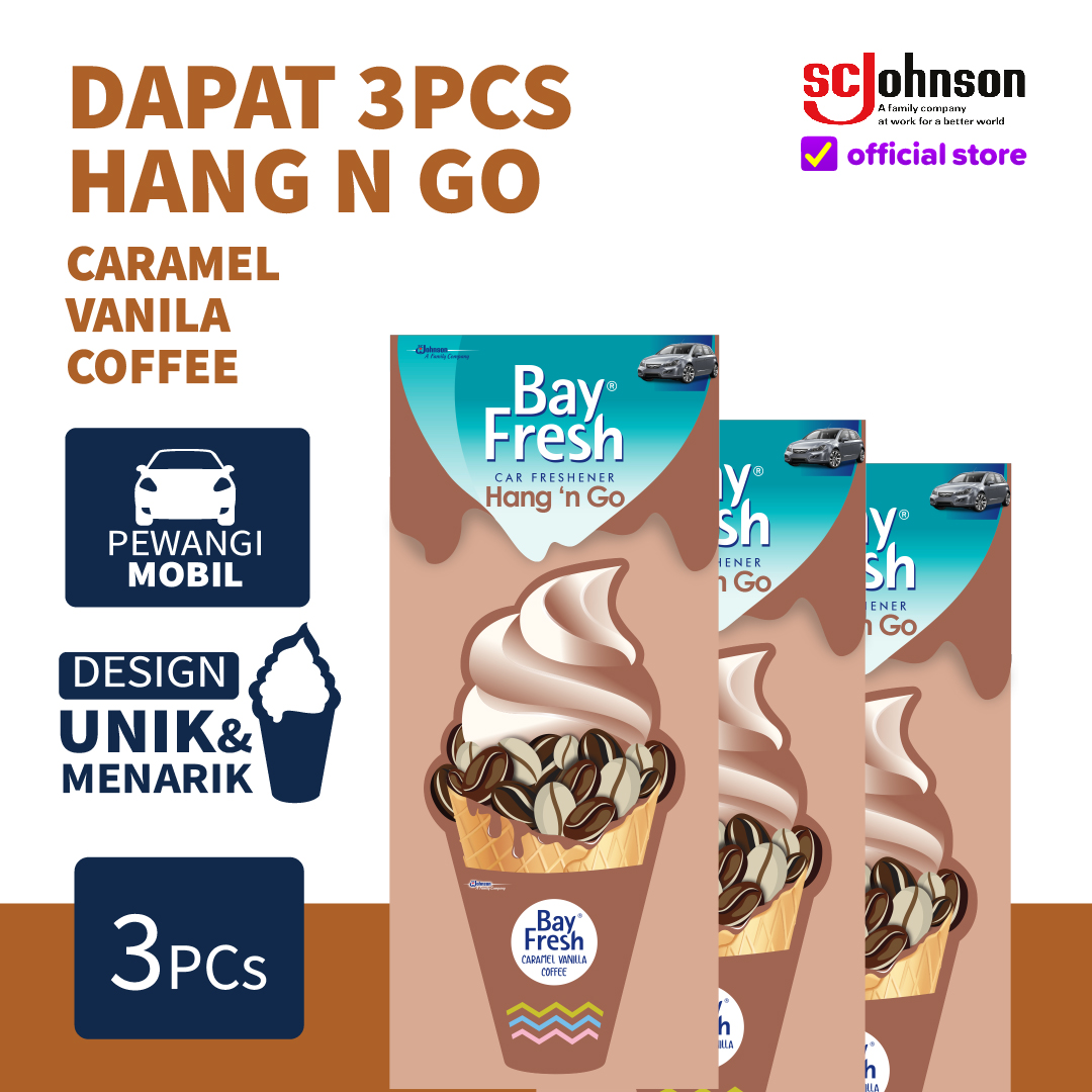 (Dapat 3 pcs) Bayfresh Hang n Go Vanilla Coffee Harga 39,585 rupiah*Gratis Ongkir