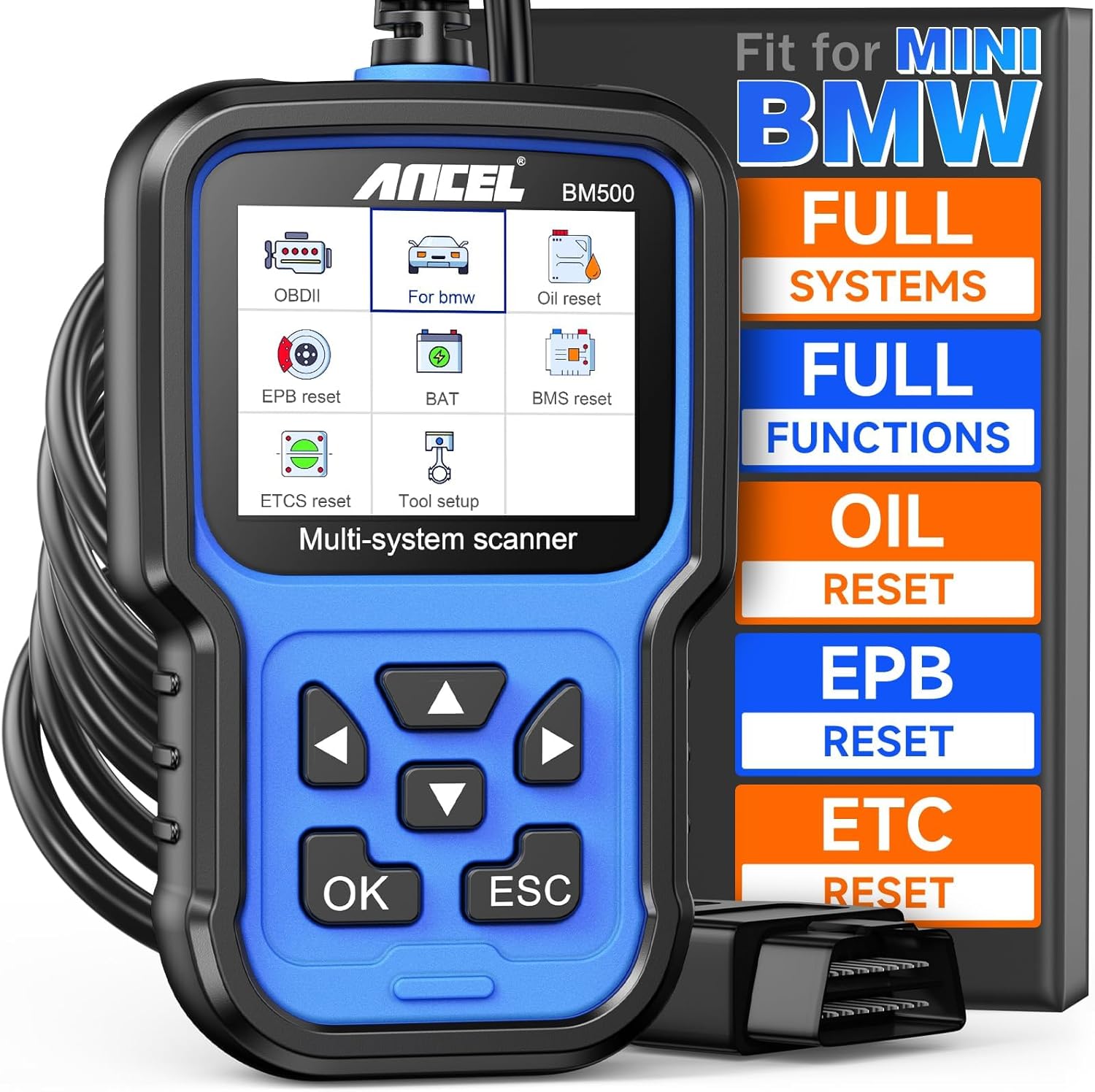 ANCEL BM500 Battery Registration Tool for BMW Mini OBD2 Scanner Full Systems Car Code Reader Harga 905,000 rupiah*Gratis Ongkir