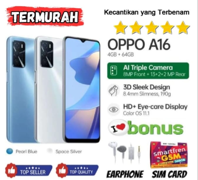 HP OPPO A16 4/64 GB & 3/32 GB - PROMO HOT SALE SPECIAL PRICE | GARANSI | FULLSET Giá 1,060,000 Đồng*Miễn phí vận chuyển