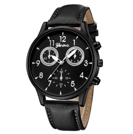 	 Lazwatch Jam Tangan Geneva Lee Pria Strap Kulit Fashion 	