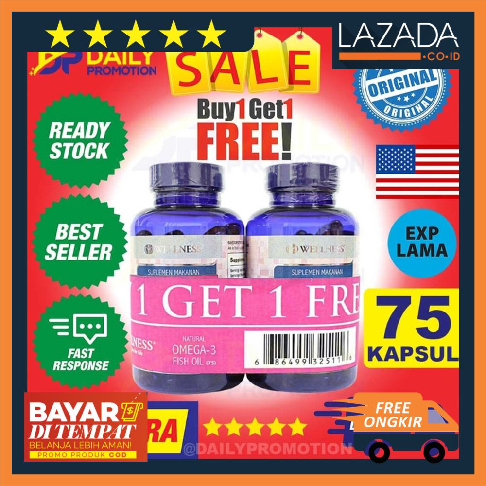 Wellness Omega 3 1000 Mg Fish Salmon Oil - 75 Softgels (Buy 1 Get 1) |  Lazada Indonesia