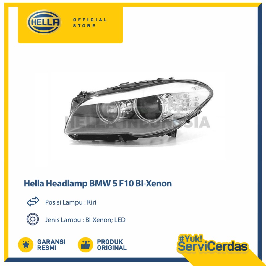 Headlamp Mobil Hella BMW 5 F10 (Kiri) BI-Xenon - Lampu Depan Mobil Harga 9,600,000 rupiah*Gratis Ongkir