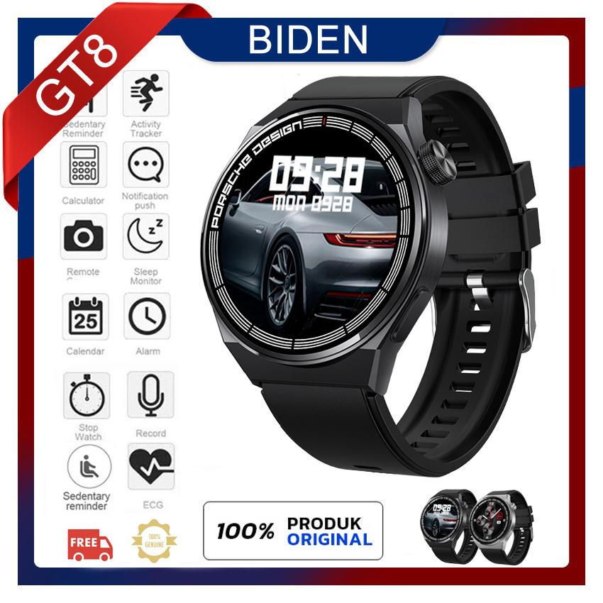 Biden GT8 Smartwatch Jam Tangan Pria Wanita Olahraga Casual Kebugaran Multifungsi Jam Cewek/Cowok - Merek Biden Harga 213,400 rupiah*Gratis Ongkir