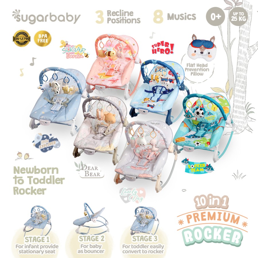 Bouncer Bayi Sugar Baby 10 In 1 Premium Rocker