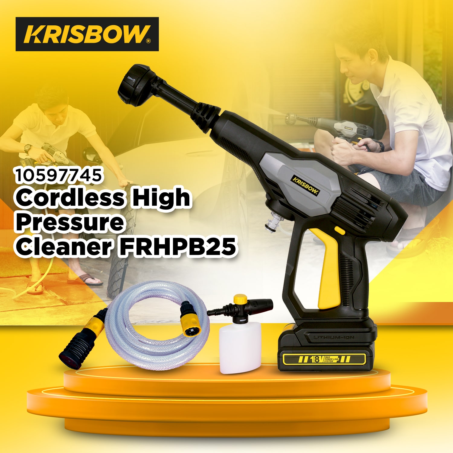 Krisbow Cordless High Pressure Cleaner Frhpb25 Harga 1,043,600 rupiah*Gratis Ongkir