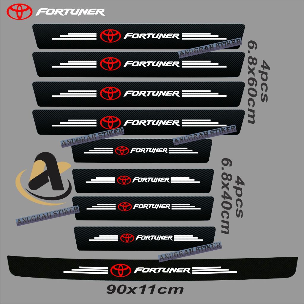 PROMO 9pcs stiker carbon toyota fortuner cutting stiker pelindung pintu mobil dari pijakan kaki Harga 30,000 rupiah*Gratis Ongkir