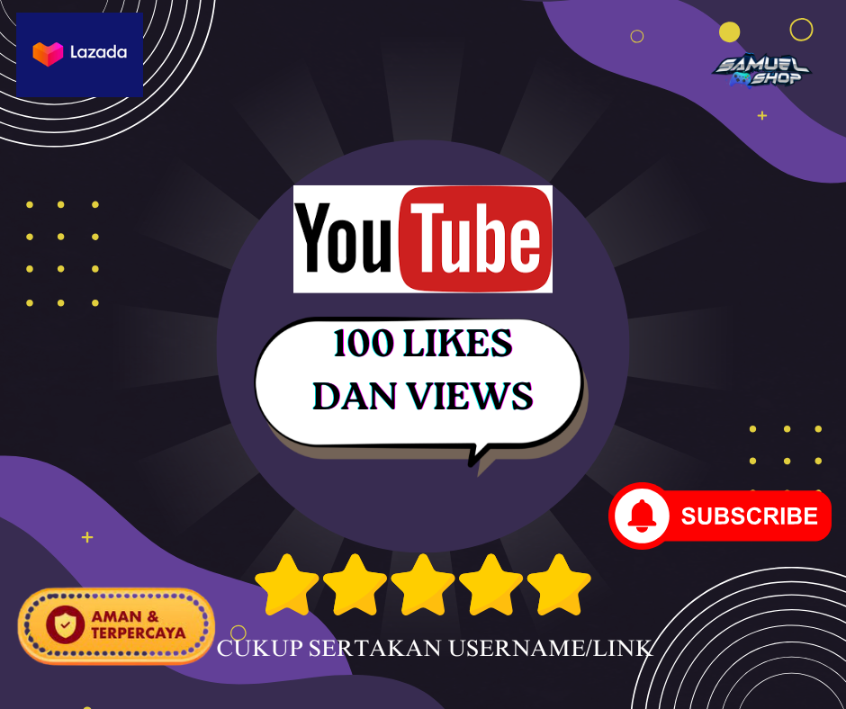 Permanent Safe Package 100 Likes/Views Youtube - Full Support Service Harga  100 rupiah*Gratis Ongkir