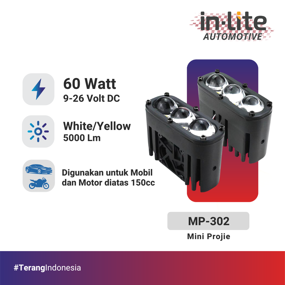 in-Lite Automotive LED Lampu Mobil dan Motor - Mini Projie INAMP302 Harga 739,300 rupiah*Gratis Ongkir