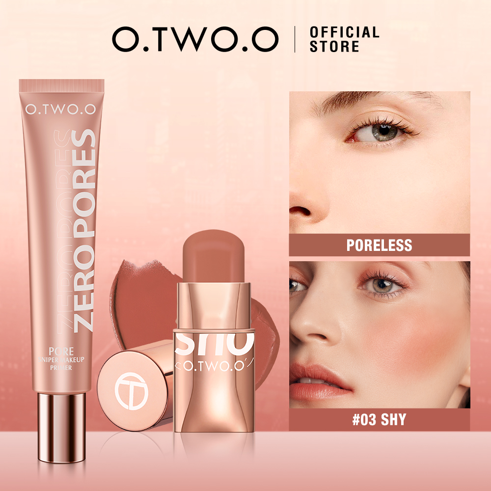 Discount on O.Two.O  shoes - SKU: O.Two.O Face Makeup Set 2pcs Set Primer Makeup Blush Waterproof Long-Lasting Lip Cheek Eye Multi-Use