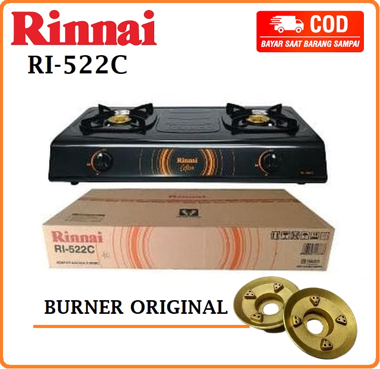 Kompor Gas Rinnai RI-522C Kompor Gas 2 Tungku Burner Original Hitam Api  Ekonomis | Lazada Indonesia
