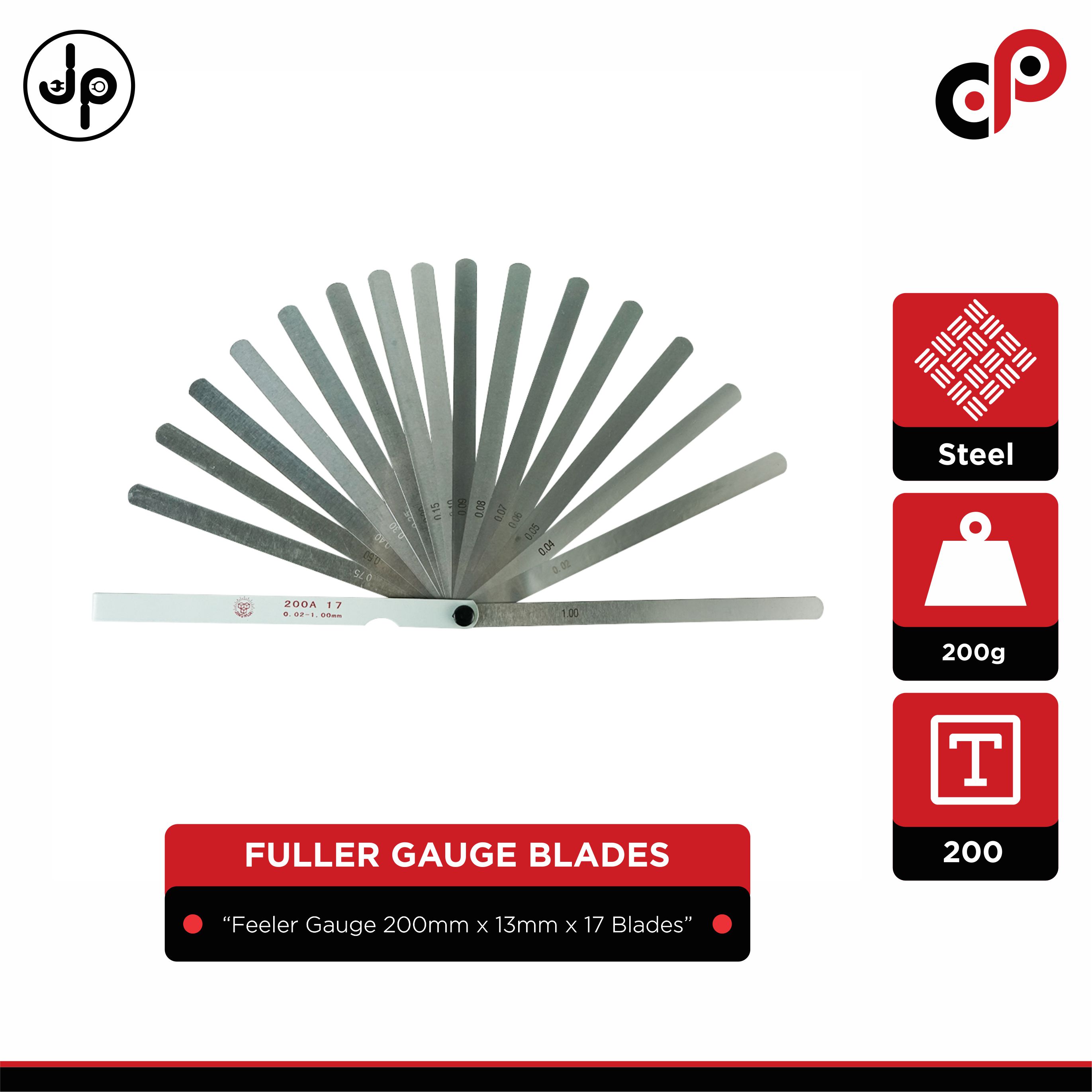 Fuller Gauge Blades | Feeler Gauge 200mm x 13mm x 17 Blades Harga 105,000 rupiah*Gratis Ongkir