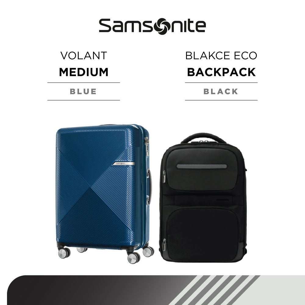 Lazada Indonesia - Bundle Samsonite Koper Volant Medium Blue + Blakce Eco Backpack I