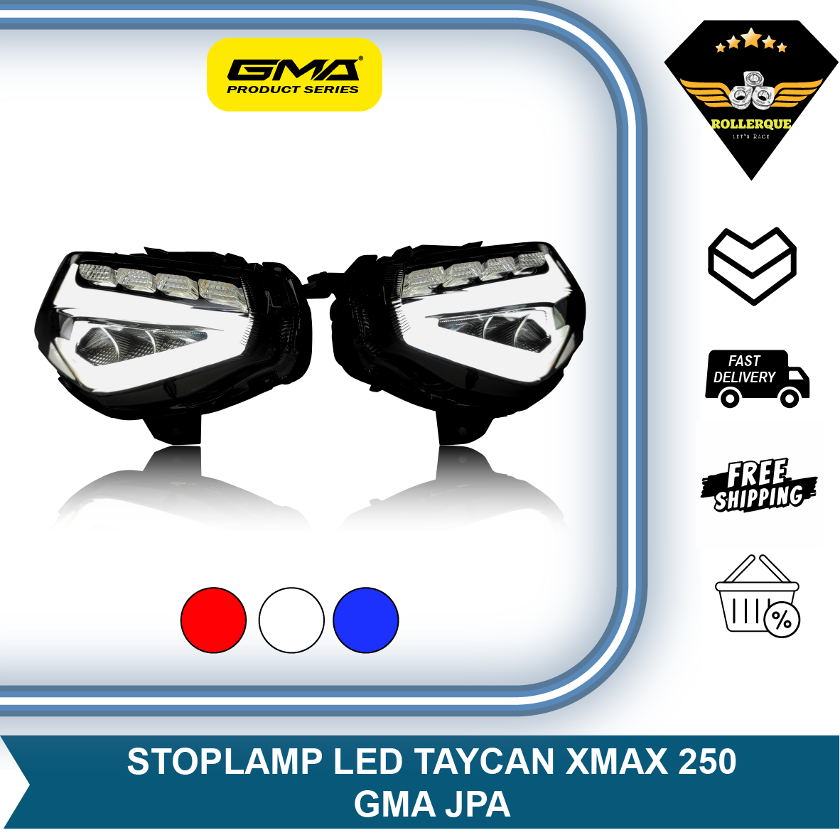 Xmax 250 taycan brake stop lamp stoplamp red White Blue GMA JPA Harga 1,406,900 rupiah*Gratis Ongkir