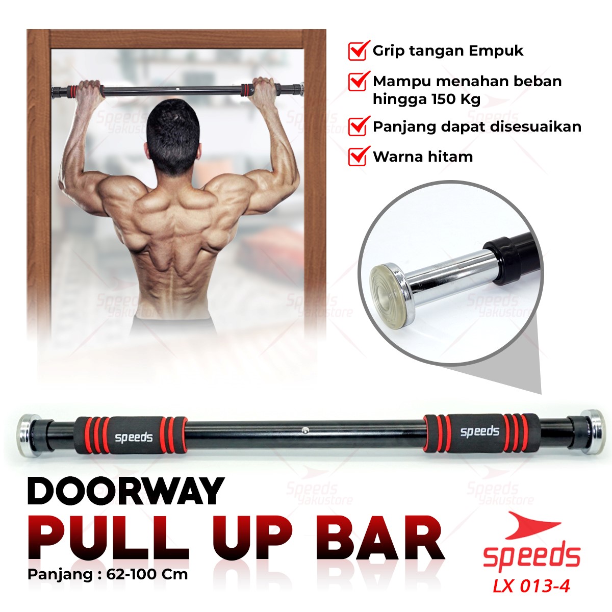 Lazada Indonesia - SPEEDS Door Chinning Bar / Pull UP bar Speeds / Iron Gym 013-4