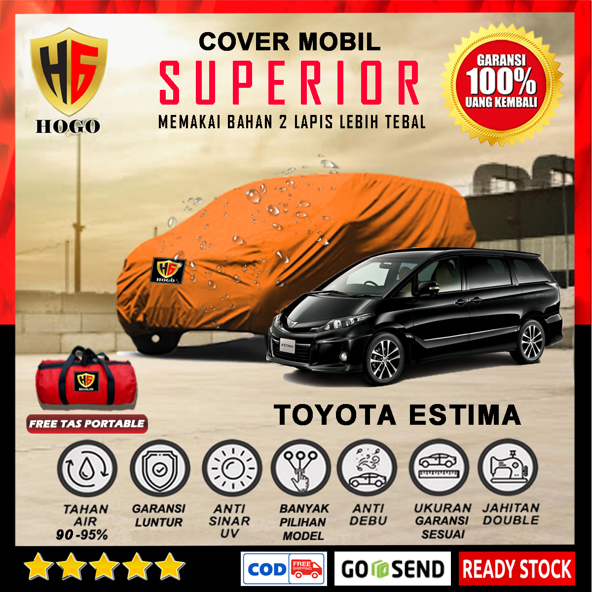 Body Cover Mobil Toyota Estima Outdoor Waterproof / Sarung Mobil Estima Waterproof / Selimut Tutup Mantol Kerudung Mantel Penutup Mobil Toyota Estima Waterproof Outdoor Anti Air - SUPERIOR Harga  633,600 Ringgit*Penghantaran Percuma