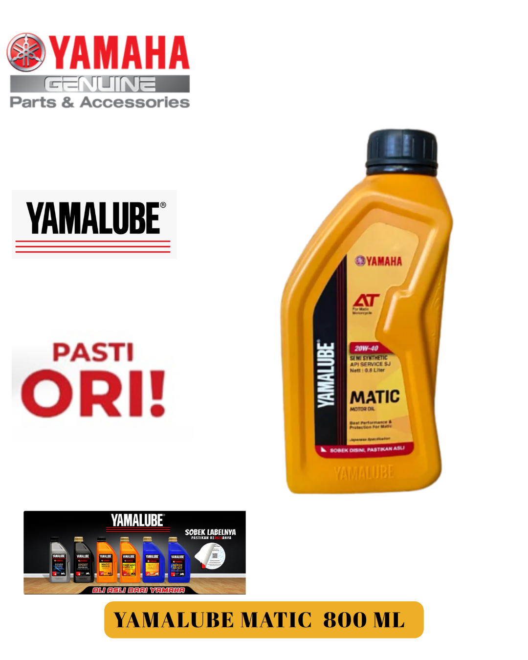 Oli Yamalube Matic 20w40 800 ml 100% original motor lubricant Mio M3 J GT soul Fino xride Nouvo DLL Giá 59,700 Đồng*Miễn phí vận chuyển