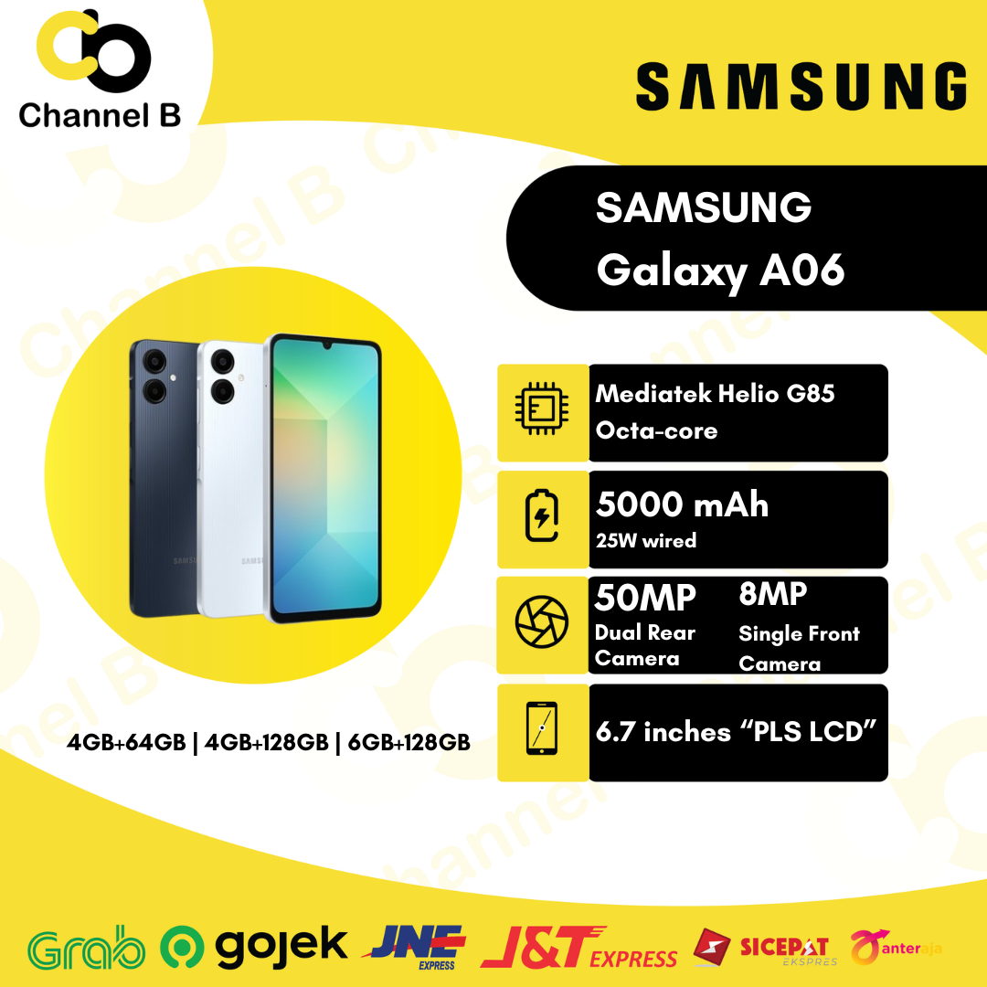Samsung Galaxy A06 Smartphone ( Ram 4GB + Rom 64GB | Ram 4GB + Rom 128GB | Ram 6GB+Rom 128GB ) - Garansi Resmi Harga 1,799,000 rupiah*Gratis Ongkir