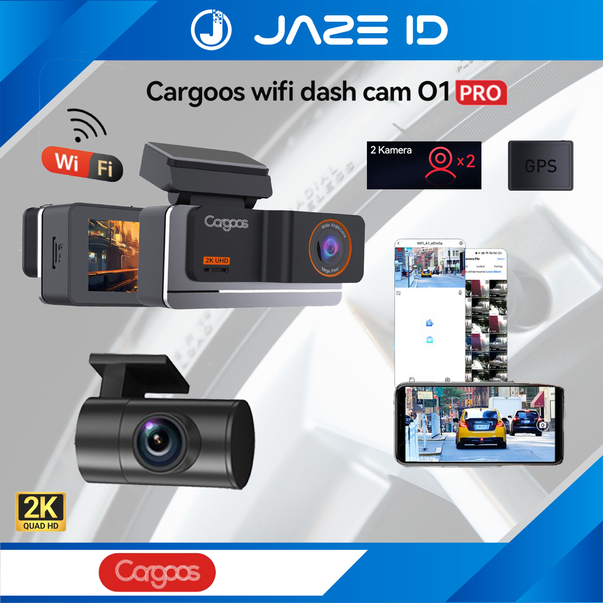Cargoos 01 Pro Dash Cam 2K Car Dvr Car Gps 2 Cameras Camera Wifi Gps Harga 1,309,000 rupiah*Gratis Ongkir