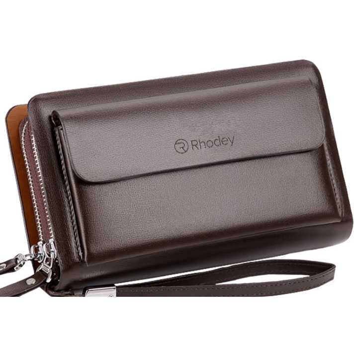 Rhodey Dompet Clutch Wanita Bahan Kulit - 007 brown / black Harga 119,500 rupiah*Gratis Ongkir