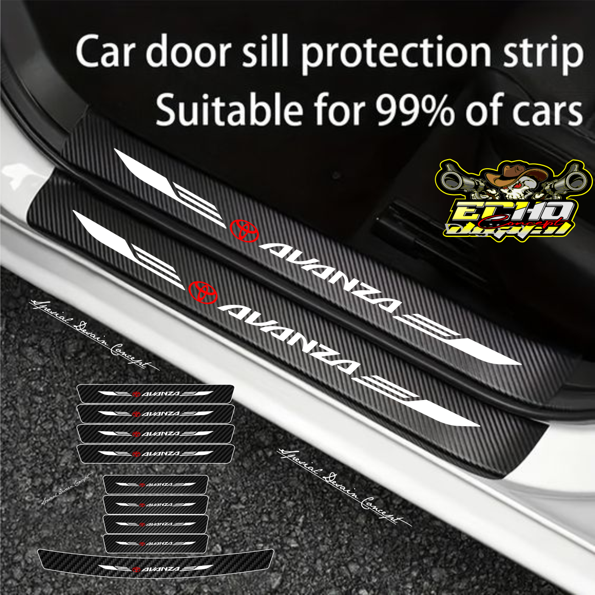 Sticker Pelindung Pinjakan kaki Pintu mobil Toyota Avanza Universal Harga 25,000 rupiah*Gratis Ongkir