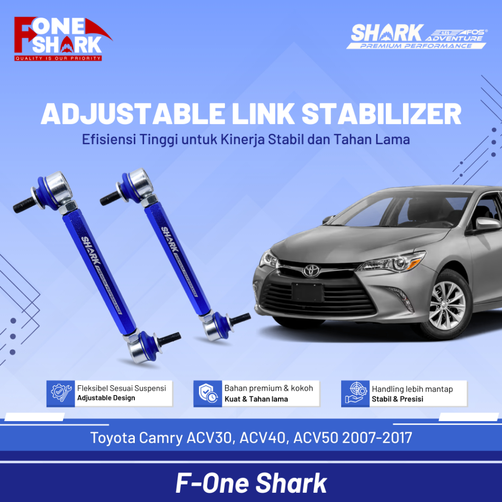 F-One Shark FOS Rear Sway Bar Link Stabilizer Link Stabil Adjustable ADJ Toyota Camry ACV40 ASV50 2007-2017 Premium Harga 1,190,000 Ringgit*Penghantaran Percuma