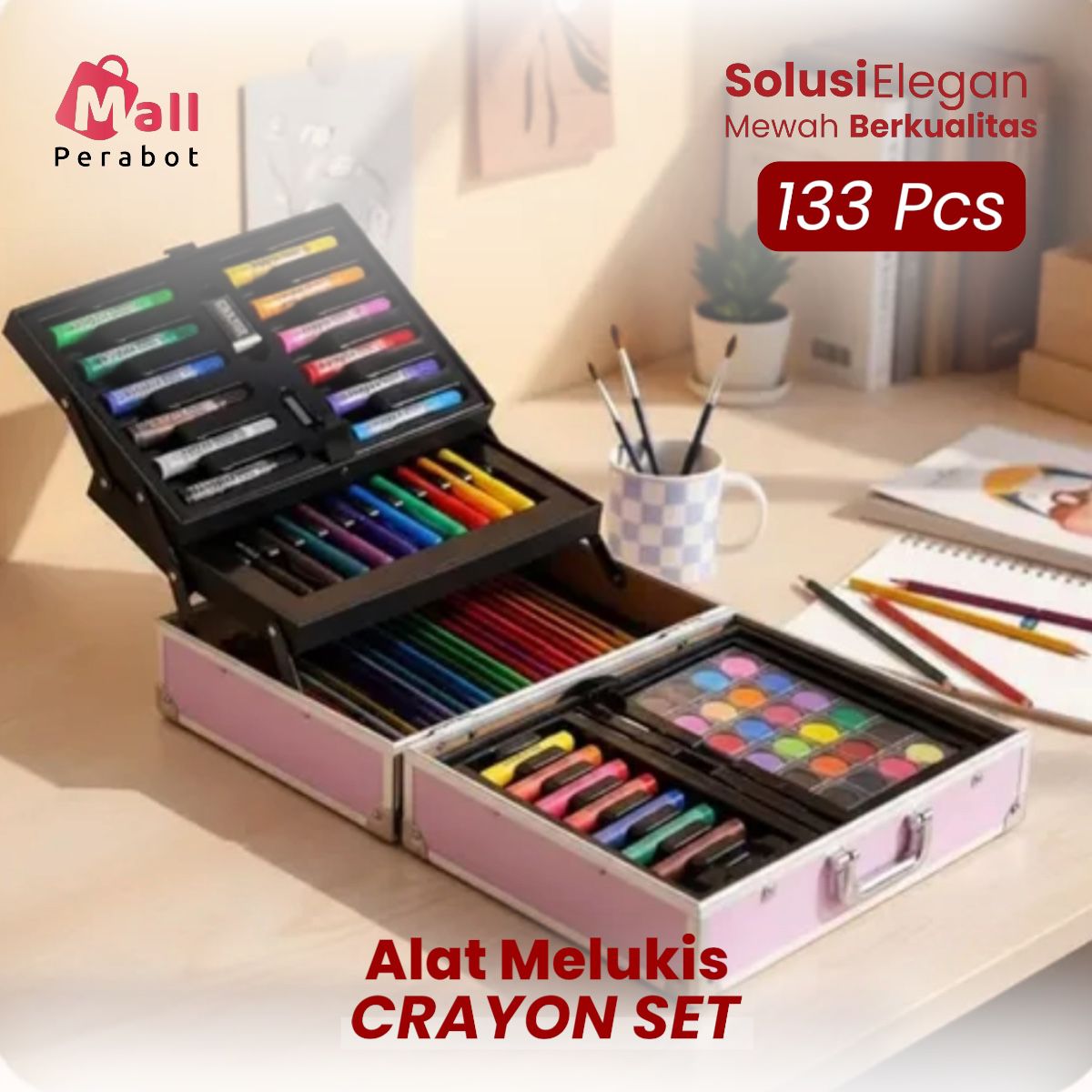 Furniture Mall | Children's Painting Tools Set 113 Pcs Luxury Suitcase Box - Children's Educational Co…